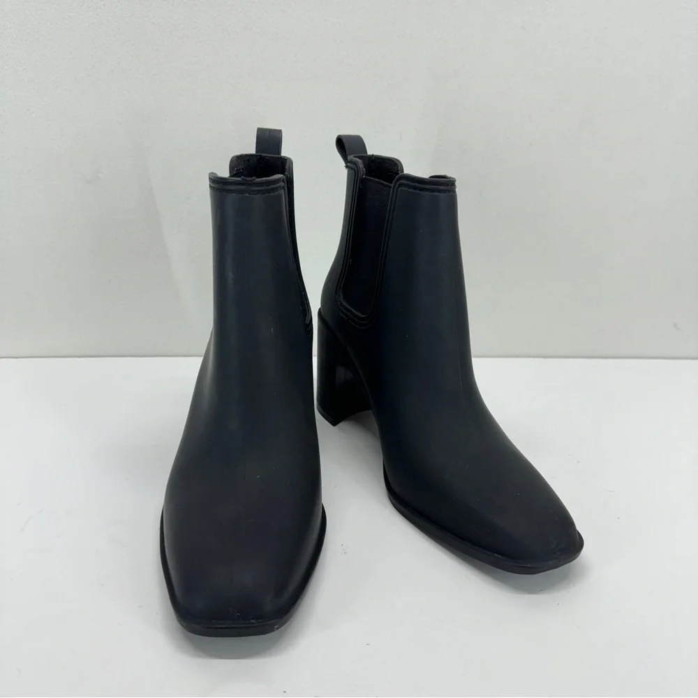 Jeffrey Campbell Womens Rubber Rain Boots Ankle Black Waterproof Weather Casual